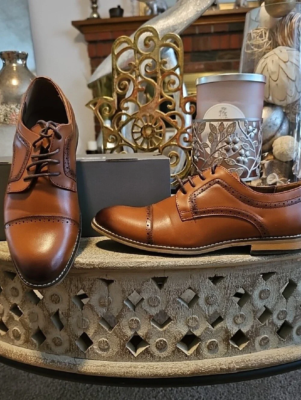 Stacy Adams Boys' Cognac Brogue Dress Shoes